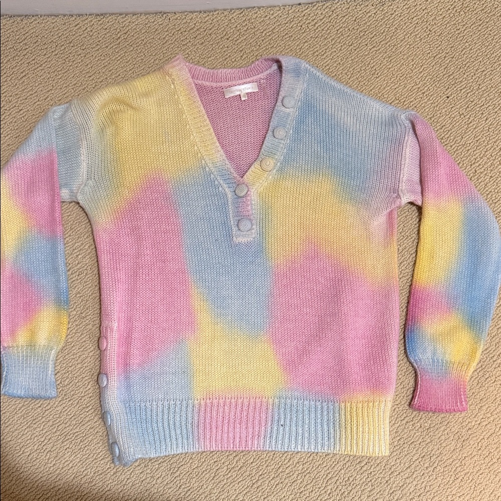 LOVESHACKFANCY Colorful V-Neck Button Sweater